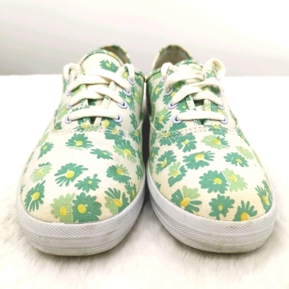 Keds Original Women's 8.5 White Green Floral Flats - Picture 4 of 15